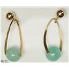 Image 1 : 16) 14KT YELLOW GOLD JADEITE EARRINGS
