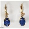 Image 1 : 17) 10KT Y. GOLD SAPPHIRE & DIAMOND HOOP EARRINGS