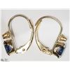 Image 2 : 17) 10KT Y. GOLD SAPPHIRE & DIAMOND HOOP EARRINGS