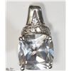 Image 1 : 21) STERLING SILVER AQUAMARINE & DIAMOND PENDANT