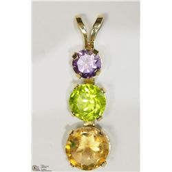 24) 14KT YELLOW GOLD GEMSTONE PENDANT
