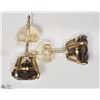 Image 2 : 29) 10KT YELLOW GOLD SMOKEY TOPAZ EARRINGS