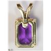 Image 2 : 32) 10KT YELLOW GOLD AMETHYST & DIAMOND PENDANT