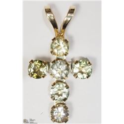 41) 10KT YELLOW GOLD TOURMALINE CROSS PENDANT