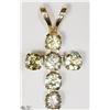 Image 1 : 41) 10KT YELLOW GOLD TOURMALINE CROSS PENDANT