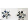 Image 1 : 42) STERLING SILVER SAPPHIRE FLORAL EARRINGS