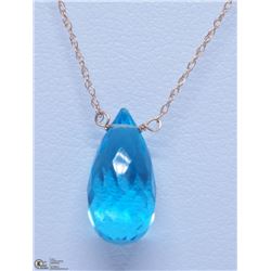 43) 10KT YELLOW GOLD BLUE TOPAZ NECKLACE