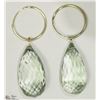 Image 1 : 45) 14KT YELLOW GOLD GREEN AMETHYST EARRINGS