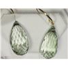 Image 3 : 45) 14KT YELLOW GOLD GREEN AMETHYST EARRINGS
