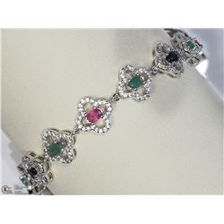 47) STERLING SILVER GEMSTONE BRACELET