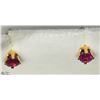 Image 2 : 48)14KT YELLOW GOLD RUBY EARRINGS