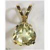 Image 1 : 49) 14KT YELLOW GOLD LEMON QUARTZ PENDANT