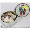 Image 1 : DECORATIVE SANTA CLAUS TIN BOX FULL OF SEASHELLS