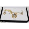 Image 1 : CLEAR STONE & CZ FASHION NECKLACE & DROP EARRINGS
