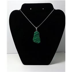 #9 - MALACHITE CARVED FOOT PENDANT ON CHAIN