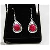 Image 1 : #60-NATURAL RED RUBY GEMSTONE EARRINGS