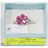 Image 1 : STERLING SILVER AND RUBY FLOWER RING