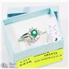 Image 1 : #100-GREEN EMERALD & CZ  RING