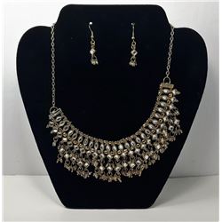#13 - GOLD TONE & CRYSTAL STATEMENT NECKLACE