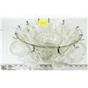 Image 1 : LARGE GLASS PUNCH BOWL W/ LADLE, STAND & GLASSES