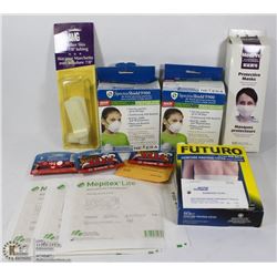 MEDICAL ITEMS INCLUDING 100 SINGLE USE MASKS,