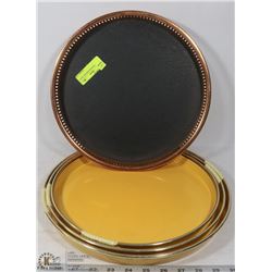 BOX W/ 4 VINTAGE SERVING TRAYS