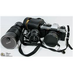 FLAT WITH KONICA FT-1 MOTOR CAMERA WITH VIVITAR