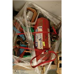 PALLET WITH 2 AIR PIGS, CHAIN LIFTING BRIDLES,