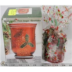 CANDLE HOLDER WITH CANDLE.