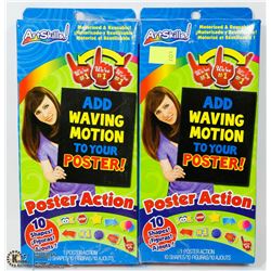 LOT OF 2 ARTSKILLS POSTER ACTION MOTORIZED SHAPE