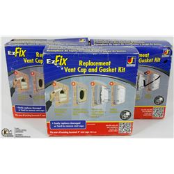LOT OF 3 EASY FIX REPLACEMENT VENT CAP & GASKET