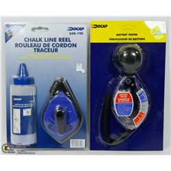 CHALK LINE REEL SOLD WITH A BATTERY TESTER