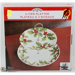 HOLIDAY TIME 2 TIER PLATTER