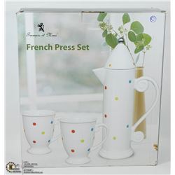 NEW FRENCH PRESS SET - WHITE POLKADOT