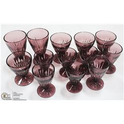 ASSORTMENT OF VINTAGE PURPLE GLASS STEMWARE.