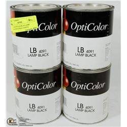 LOT OF 4 OPTICOLOR LB LAMP BLACK INDUSTRIAL PAINTS