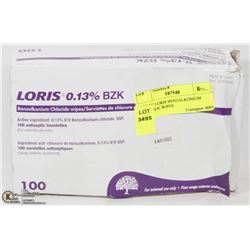 BOX OF LORIS BENZALKONIUM CHLORIDE WIPES
