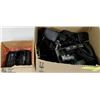 Image 1 : BOX OF ASSORTED RADIO CHARGERS AND MORE.