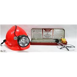 FLAT OF RIFLE CLEANING KIT BOX AND SAFETY GLASSES