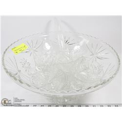 14 PC LARGE GLASS PUNCH BOWL SET