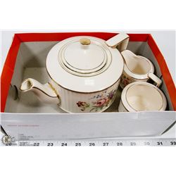 4 PC STAFFORDSHIRE TEA POT WITH CREAM & SUGAR