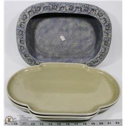 LOT OF 3 DECORATIVE PLATTERS & DECORATIVE PLANTER
