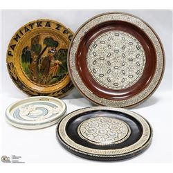 LOT OF WOOD CARVED ARTS PLATES