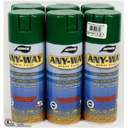 LOT OF 6 AERVOE ANYWAY SPRAY PAINT , ANY DIRECTION