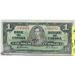 1937 CANADIAN  $1 DOLLAR BILL