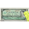 Image 1 : CANADIAN 1967 $1 DOLLAR BILL WITH SERIAL NUMBER