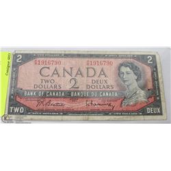 CANADIAN 2 DOLLAR BILL 1954