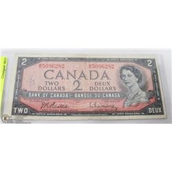 CANADIAN 2 DOLLAR BILL 1954