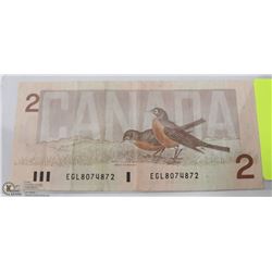 CANADIAN 2 DOLLAR BILL 1986