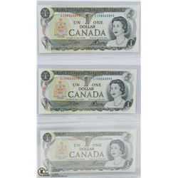 SET OF 3 - 1973 UNC BILLS IN SEQUENCE.